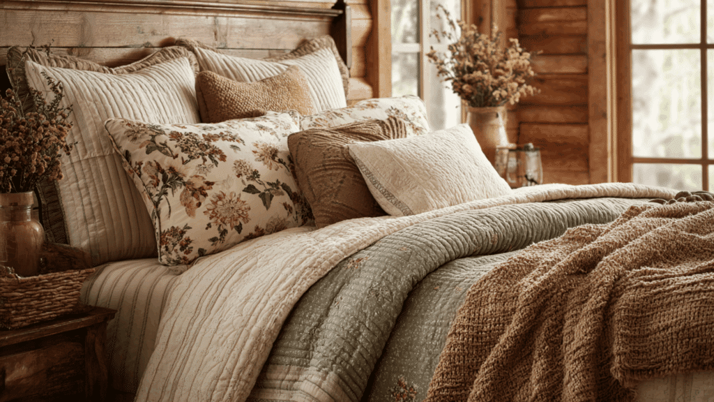 add cozy layered bedding