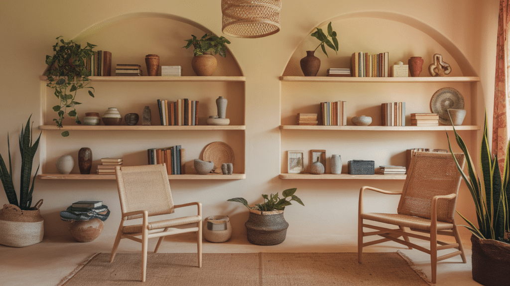 add simple wooden shelves