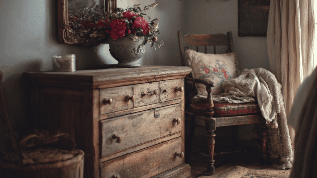 add vintage wooden furniture