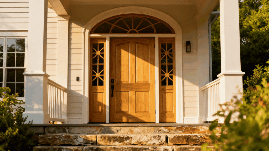 arched transom window entry