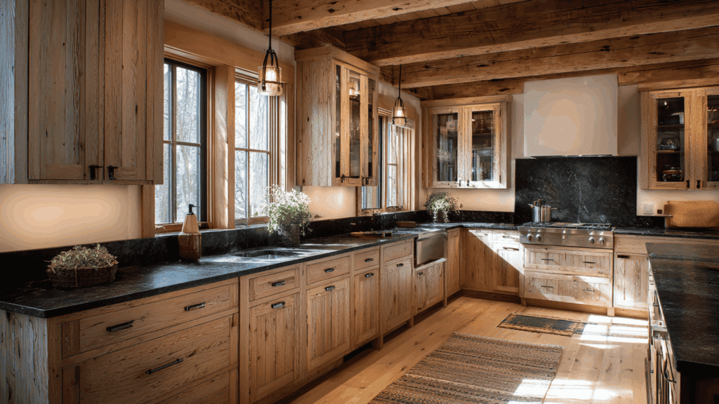 ash cabinets with dark granite