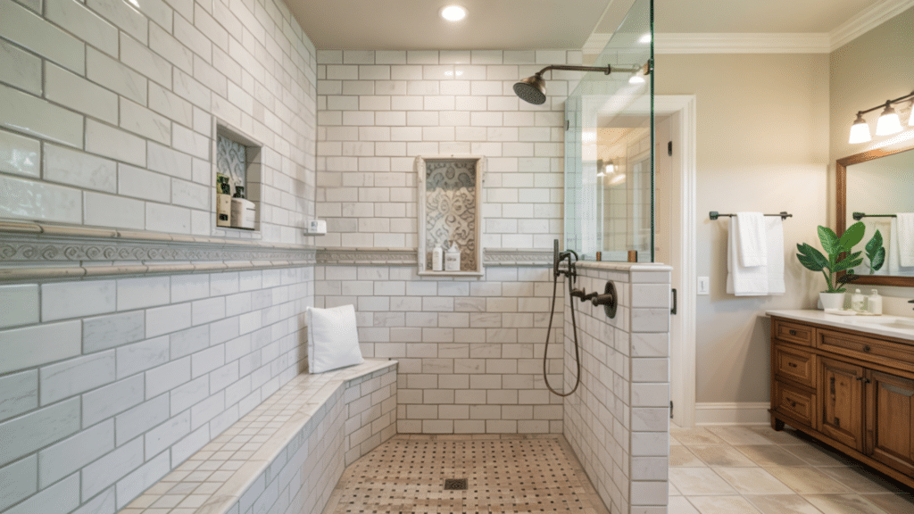 built in shower bench