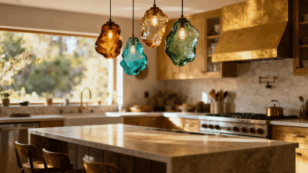 colorful glass pendant lights