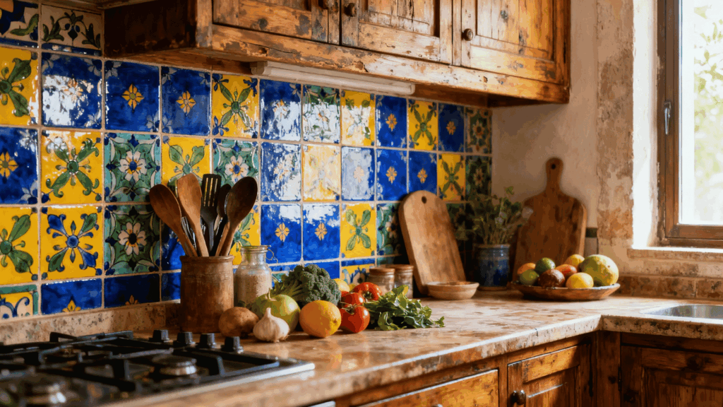 colorful talavera tile accents