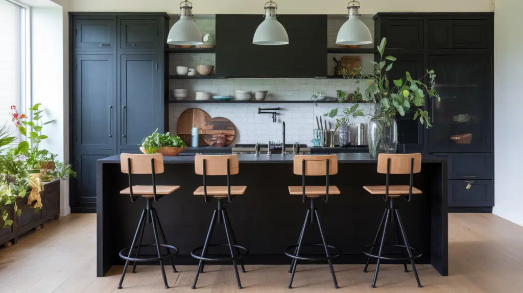 dark kitchen island