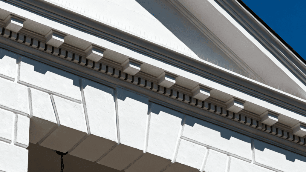 dentil molding beneath roofline