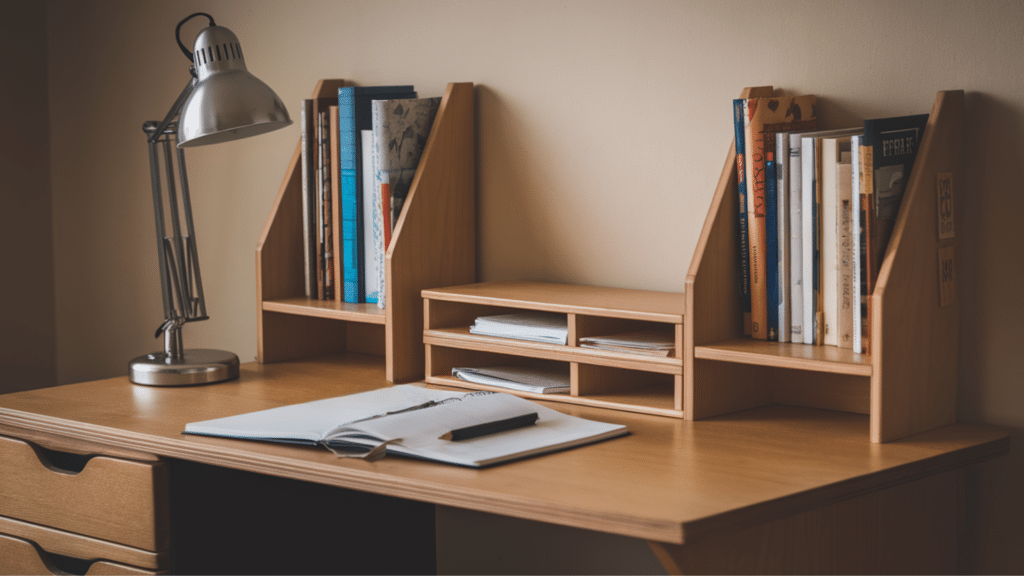 desk with bookshelf base