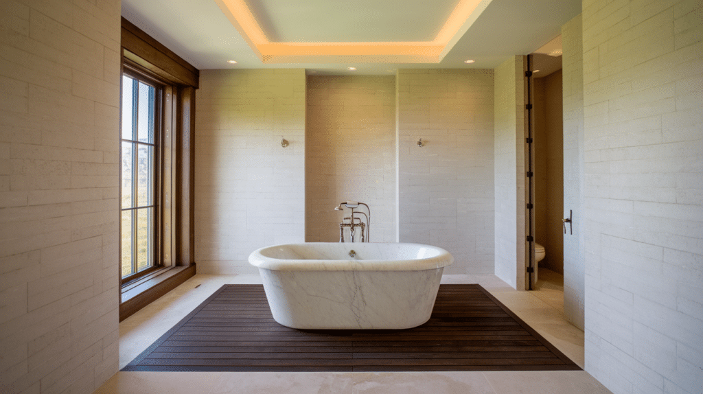 freestanding bathtub as the centerpiece