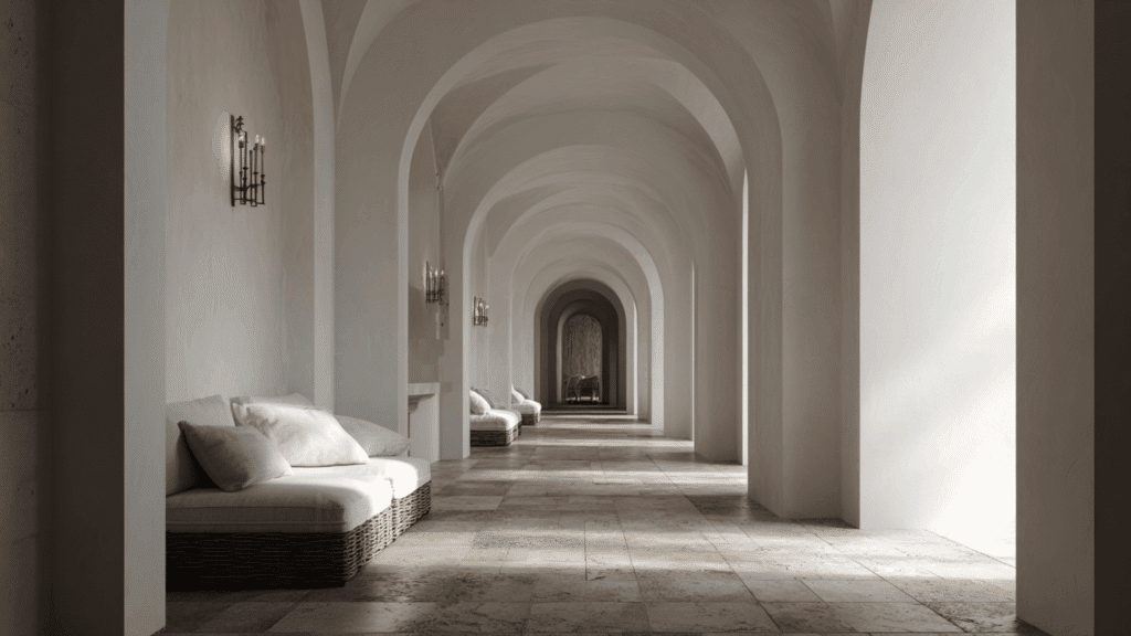 gallery hallway layout with visual axes