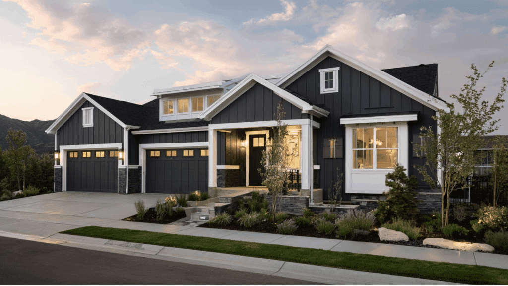 graphite siding white trim brushed nickel metals