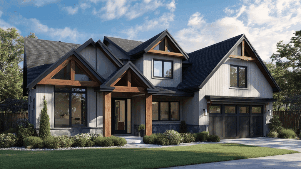 greige siding black trim medium oak accents (1)