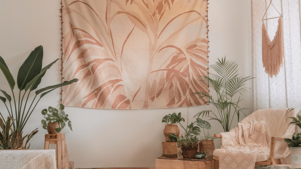 hang fabric or tapestry wall decor