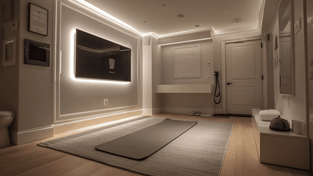 high tech smart gym with mounted screens