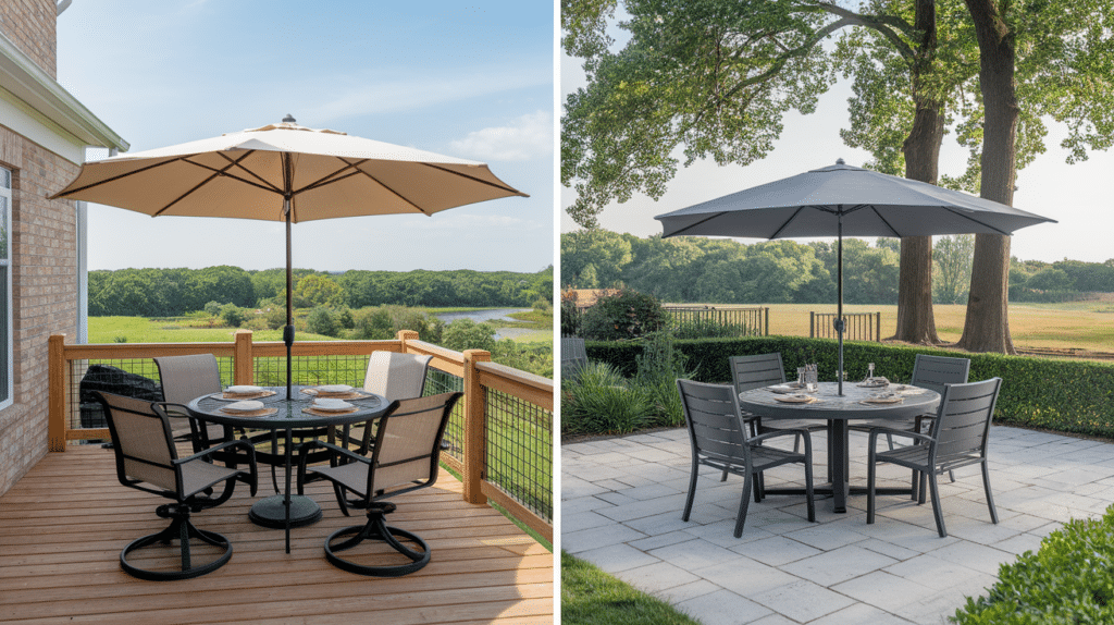 key differences between deck vs patio