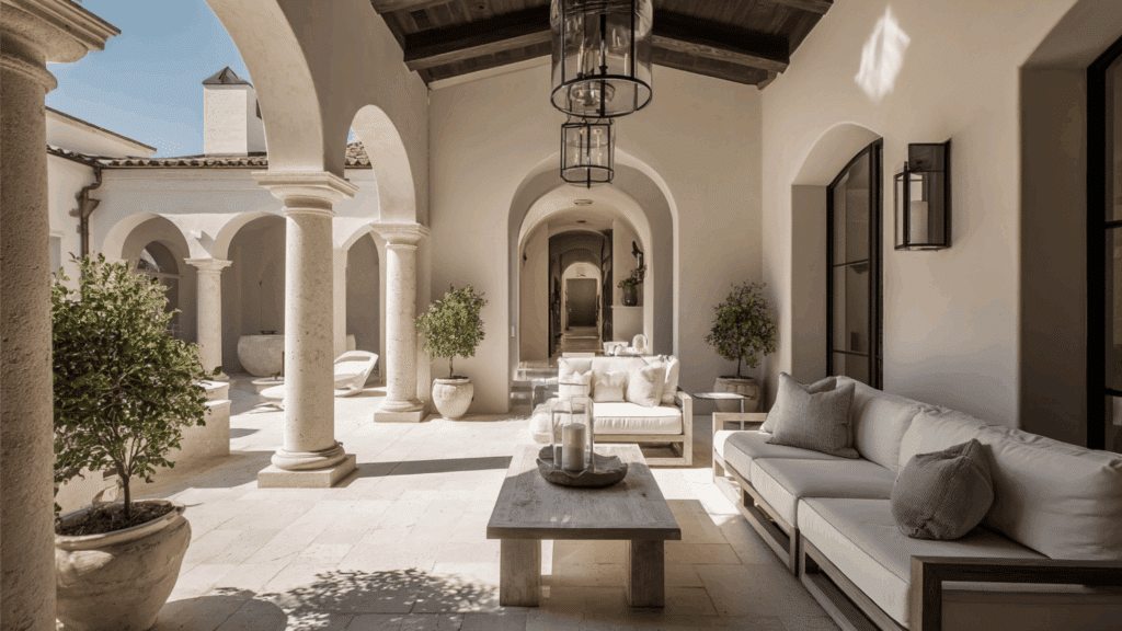 luxury modern mediterranean house with outdoor loggia