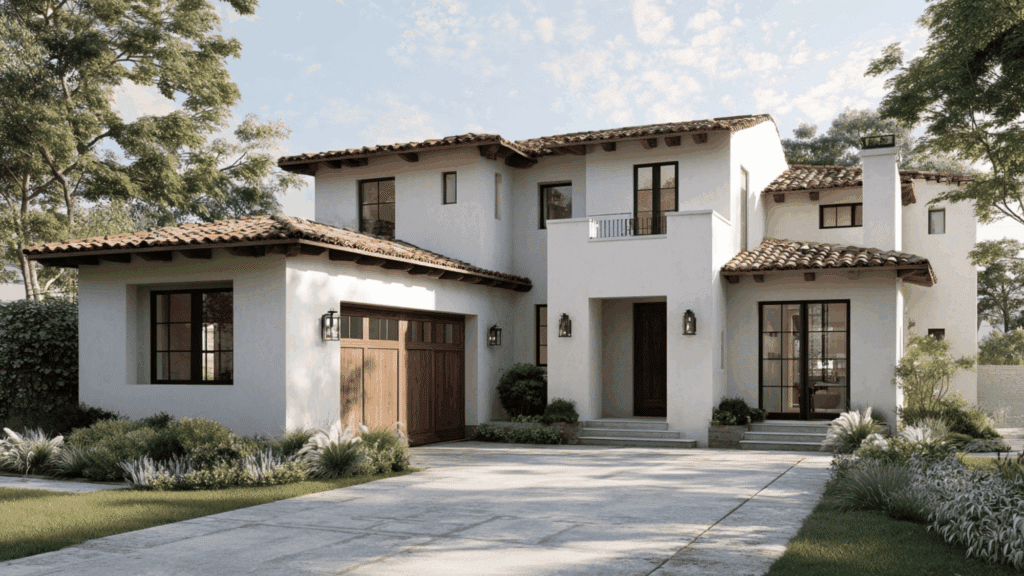 minimal mediterranean house with terracotta accents