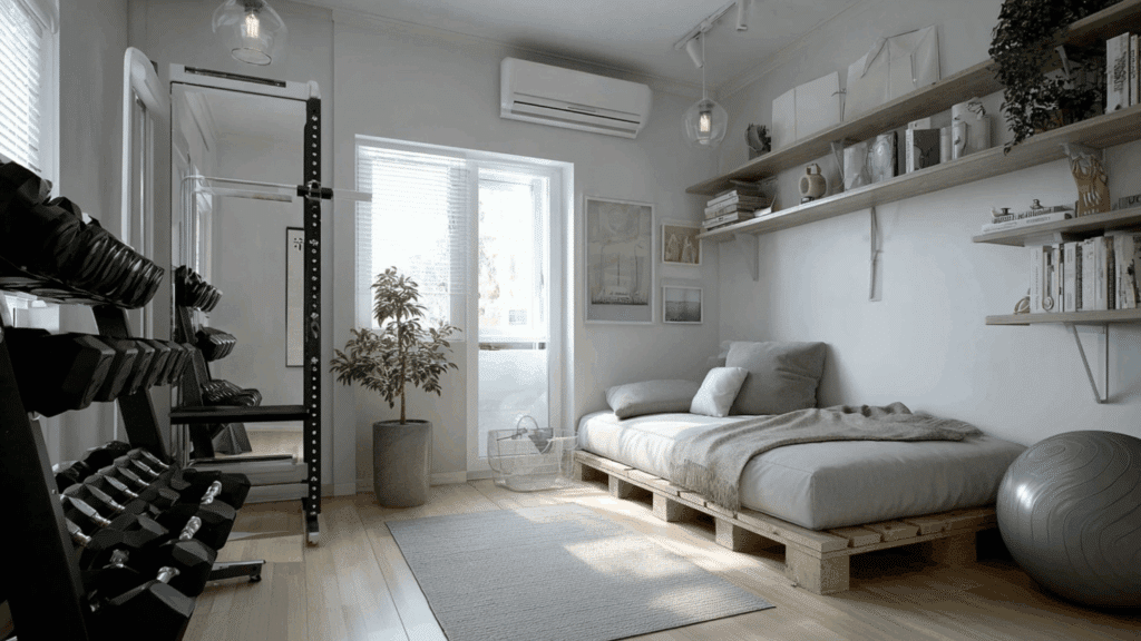 minimalist free weight workout space