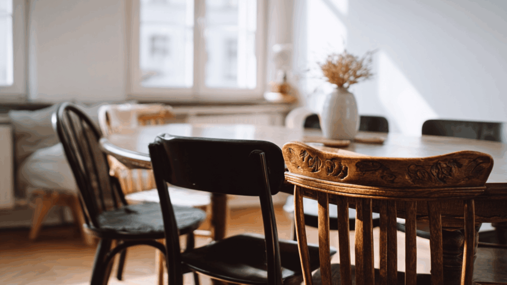 mismatched dining chairs