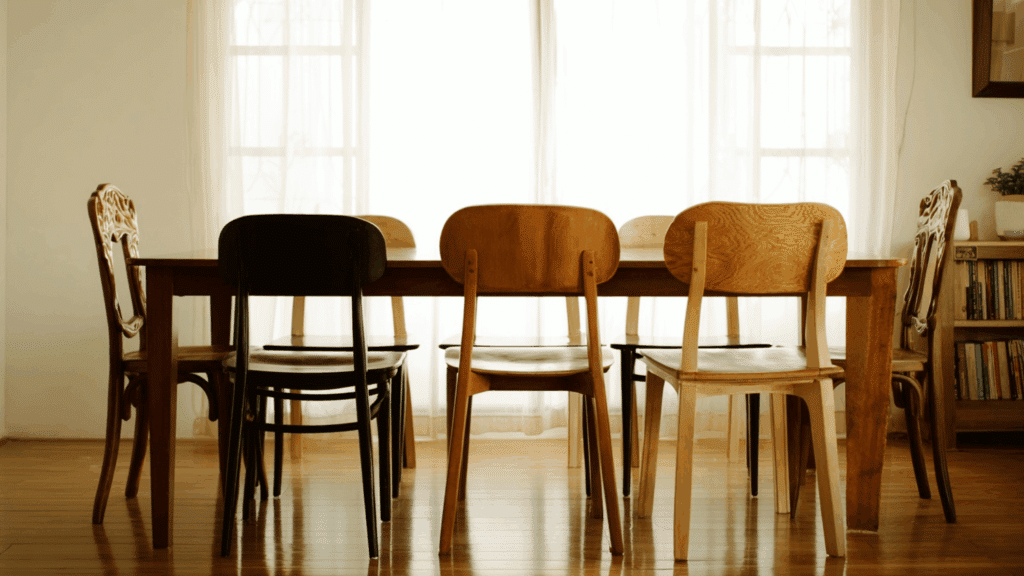 modern chairs with vintage finds