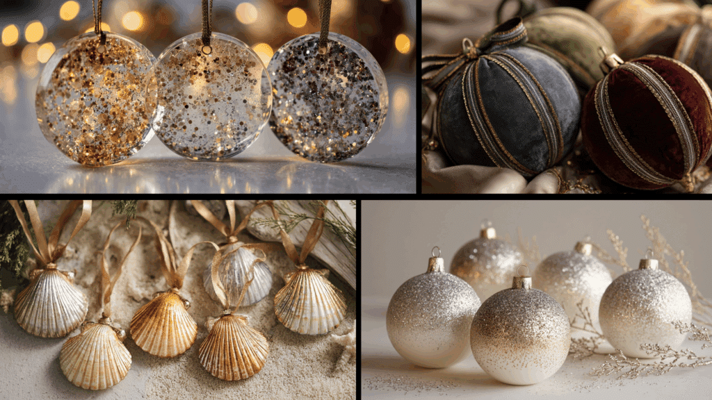 modern glam and colorful diy ornaments