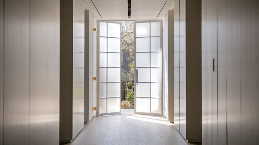 open up with glass or clear doors