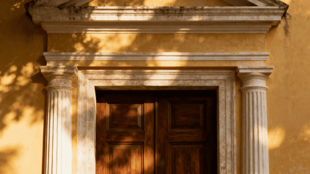 pilasters framing front door