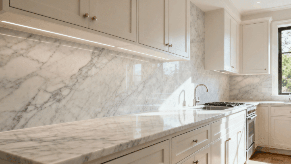 quartz backsplash