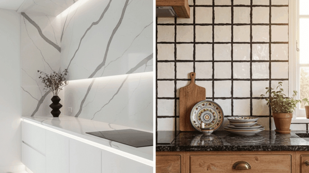 quartz vs tile backsplash choose
