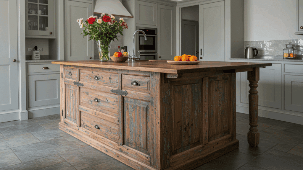 reclaimed door island base