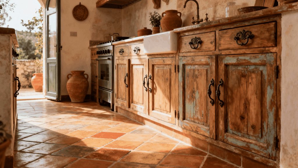 rustic terracotta flooring