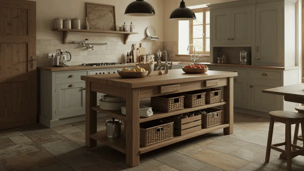 rustic wood island