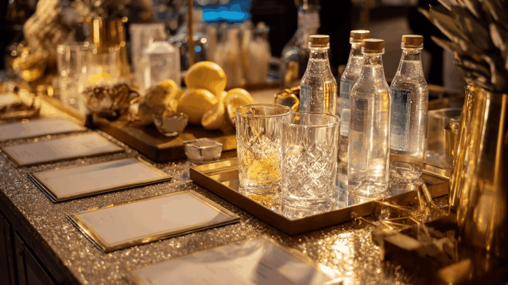 set up a sparkling wine or mocktail tasting station