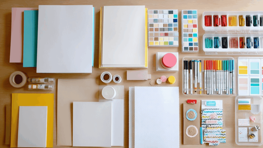 set up a vision board crafting station