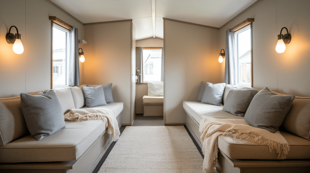 try a neutral and cozy style