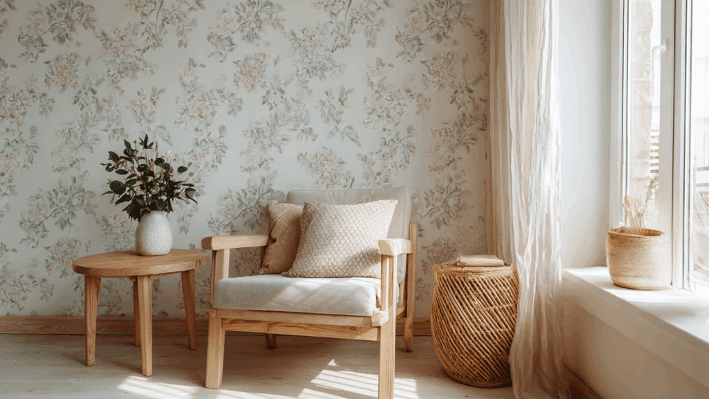 use floral or botanical wallpaper