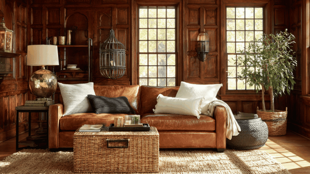 use one dominant texture to anchor the room