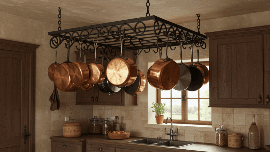 wrought iron pot rack