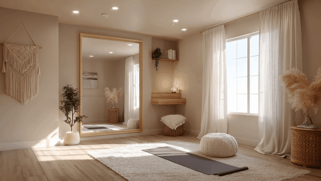 yoga and  stretching studio with mirrors