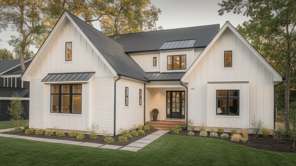 1. Warm White, Soft Gray with Charcoal Trim