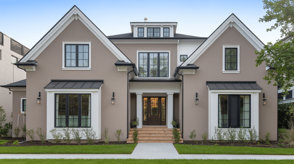 15. Taupe and White with Charcoal