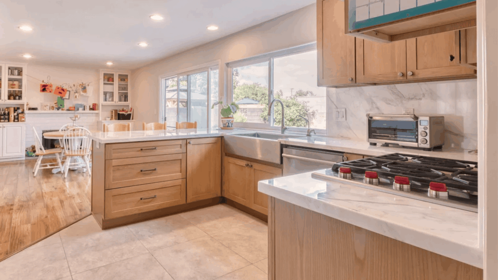 16. Mixing White Cabinets with Wood Lowers