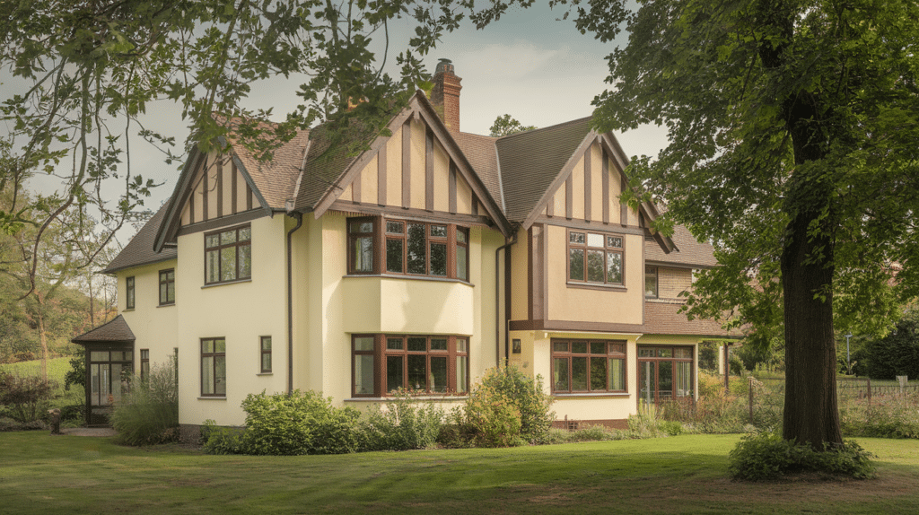 2. Cream, Taupe with Dark Brown Accents