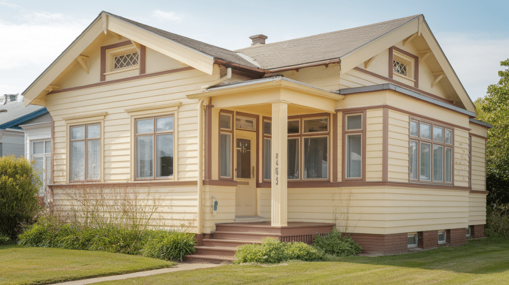 24. Butter Yellow with Cream and Soft Brown