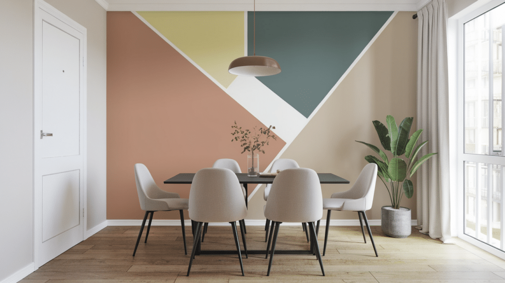 3. Geometric Painted Accent Wall