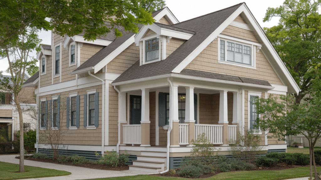 32. Beige and Blue Gray with White