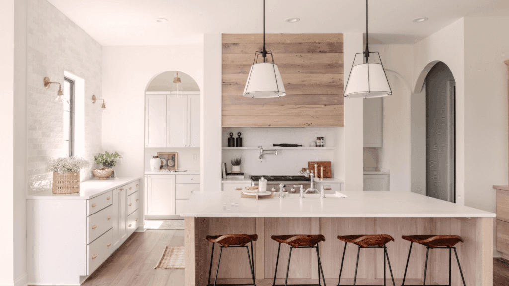 7. Simple Pendant Lights Over the Island