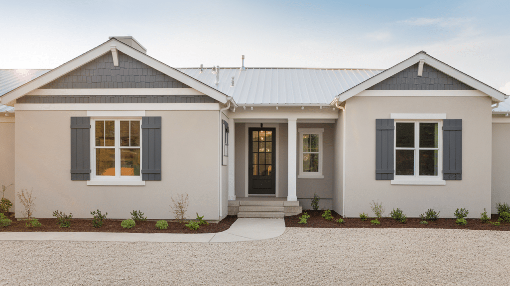 Greige, Crisp White and Deep Gray