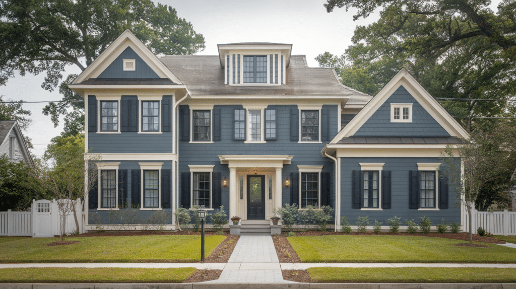 Slate Blue, Cream with Charcoal