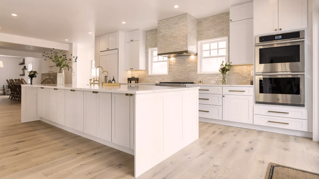 White Cabinets with Light Wood Floors