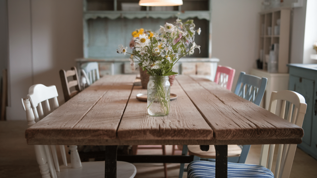 add a rustic wood table